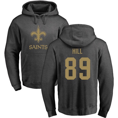 Men New Orleans Saints Ash Josh Hill One Color NFL Football #89 Pullover Hoodie Sweatshirts